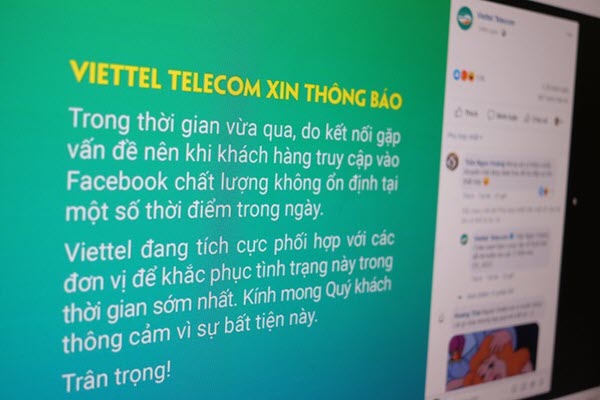 Viettel, VNPT đưa thông báo về truy cập Facebook không ổn định