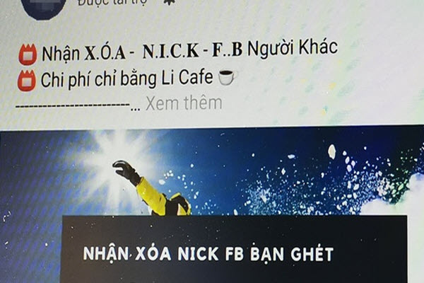 Dịch vụ “die nick” Facebook quảng cáo rầm rộ tại Việt Nam